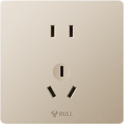 BULL Switch Socket G12 Series, 10A Five-Hole Socket, Cream Style 86-Type Panel, G12Z223S, Starry Gold