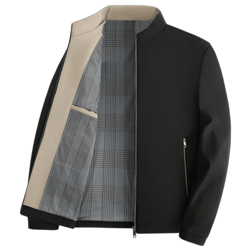 TUCANO Men's Spring Autumn Business Casual Wrinkle-Resistant Non-Iron Stand Collar Jacket Navy 3XL