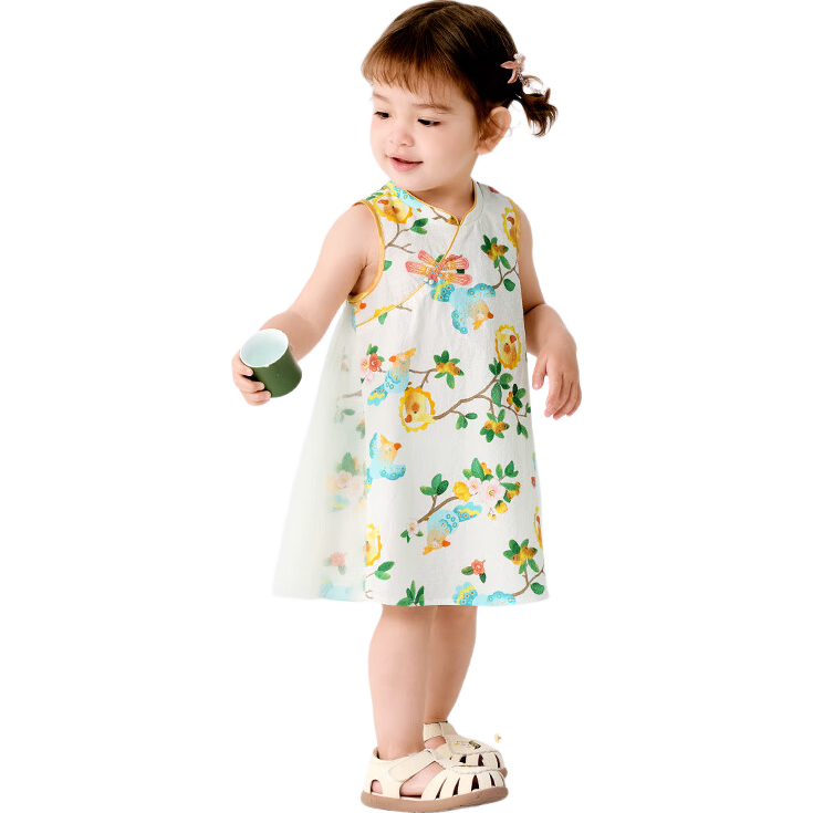 BALABALA Children's Dress, Girls' Skirt, Baby Princess Dress, 2025 Summer Collection, Chinese Style, Exquisite, 208225111009