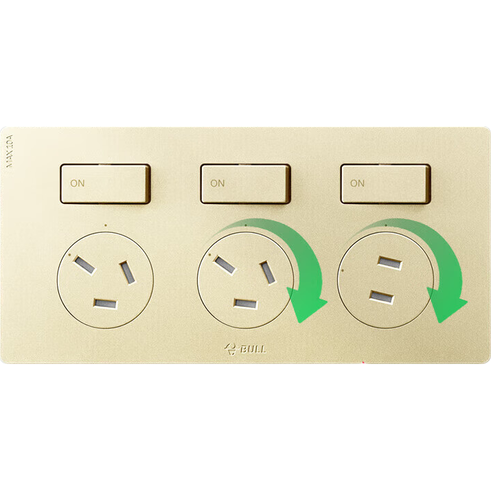 BULL GTE Series Kitchen Socket 10A Socket with Independent Switch Panel GTE603 Gold