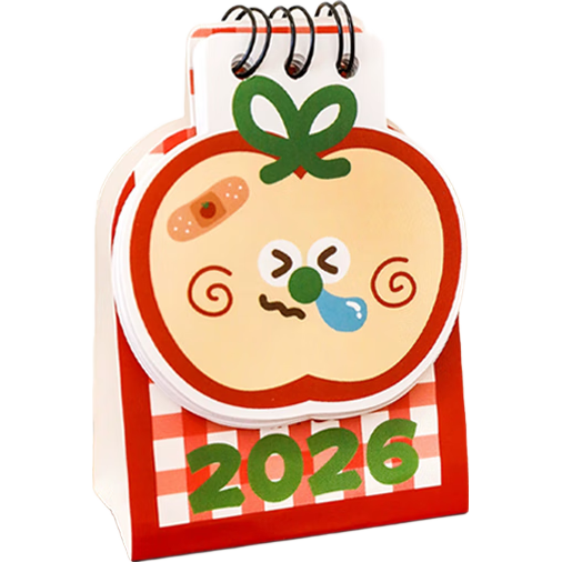 Jufu 2026 Apple Desktop Calendar Small Ornament Student Cute High-Value Plan Punch Card Calendar Gift Creative Small Calendar Spring Festival New Year Gift