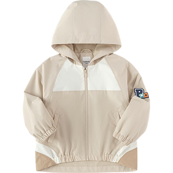 BALABALA Children's Outerwear, Boys' Spring And Autumn Jacket, Preppy Style Letter Hooded Top, Color-Block Outdoor Water-Repellent Soft Shell Coat