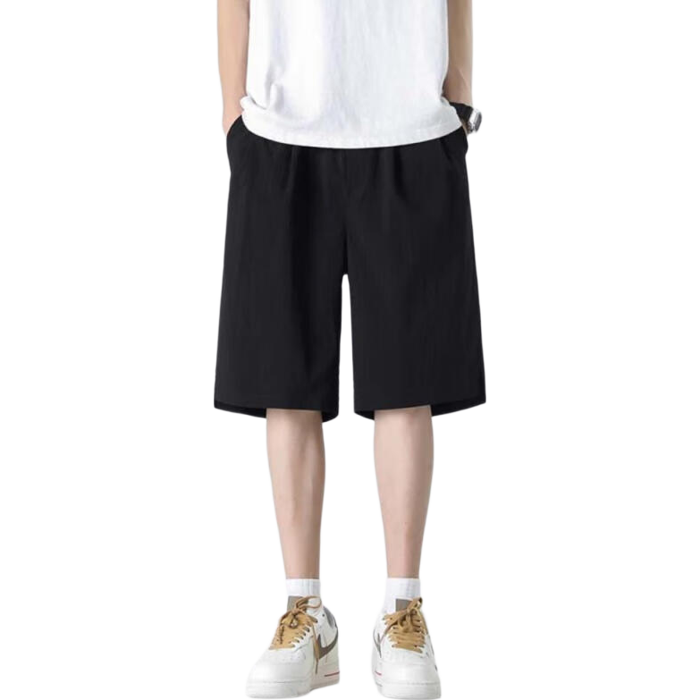 Dingfengbaoluo Summer Ice Silk Men's Loose Fit Comfortable Breathable Casual Sports Shorts HZ21 Black 2XL