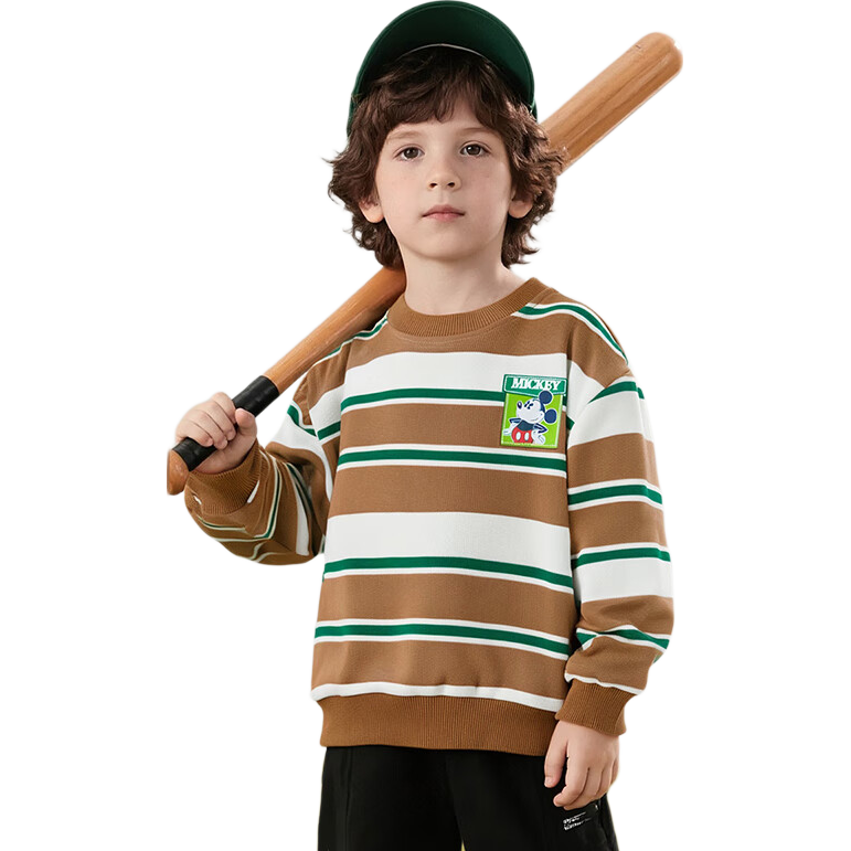 Disney Children's Cartoon Minnie Sweatshirt, Fashionable Casual Comfortable Warm Versatile Sweatshirt for Autumn, Apricot Green, Size 90