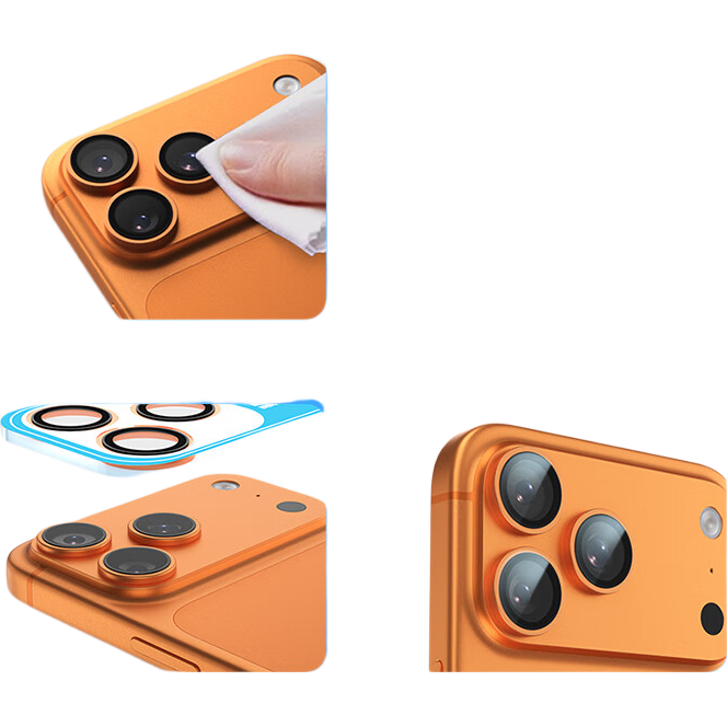 BLUEO Lens Protector for Apple IPhone 17 Pro Max/17 Pro, Rear Camera Film, Dual Anti-Glare High-Definition Anti-Scratch Phone Screen Protector, Orange