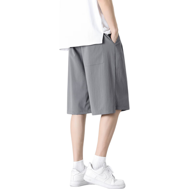 Dingfengbaoluo Summer Ice Silk Men's Loose Fit Comfortable Breathable Casual Sports Five-Point Shorts HZ21 Dark Gray L
