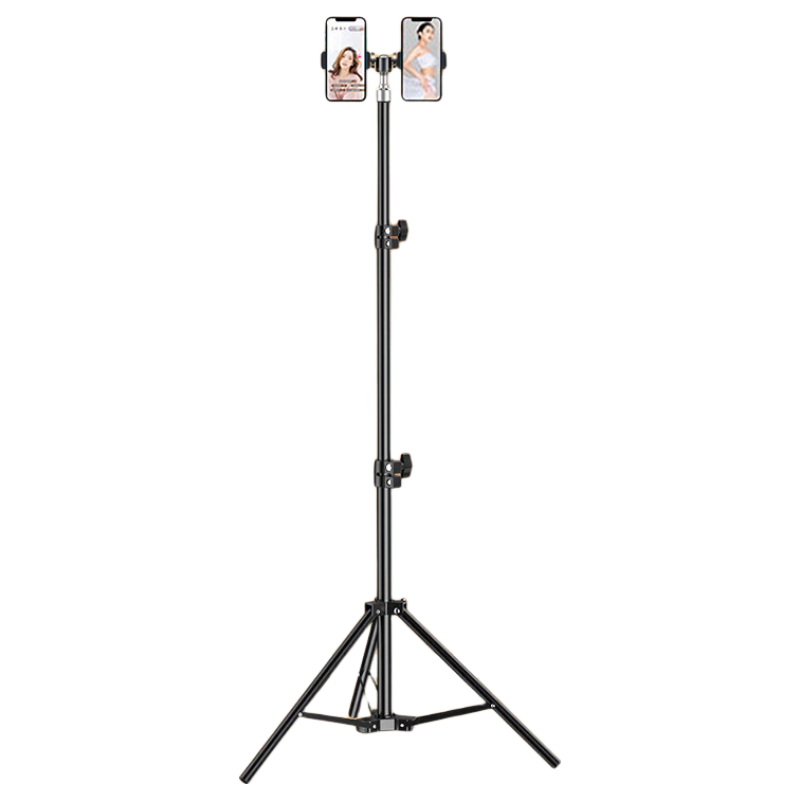 LINGCHEN [Dual-Position Stand] Phone Holder for Live Streaming, Selfie Stick Tripod with Fill Light, Photography Accessory, Shooting Tripod Support Frame 2.1 Meters