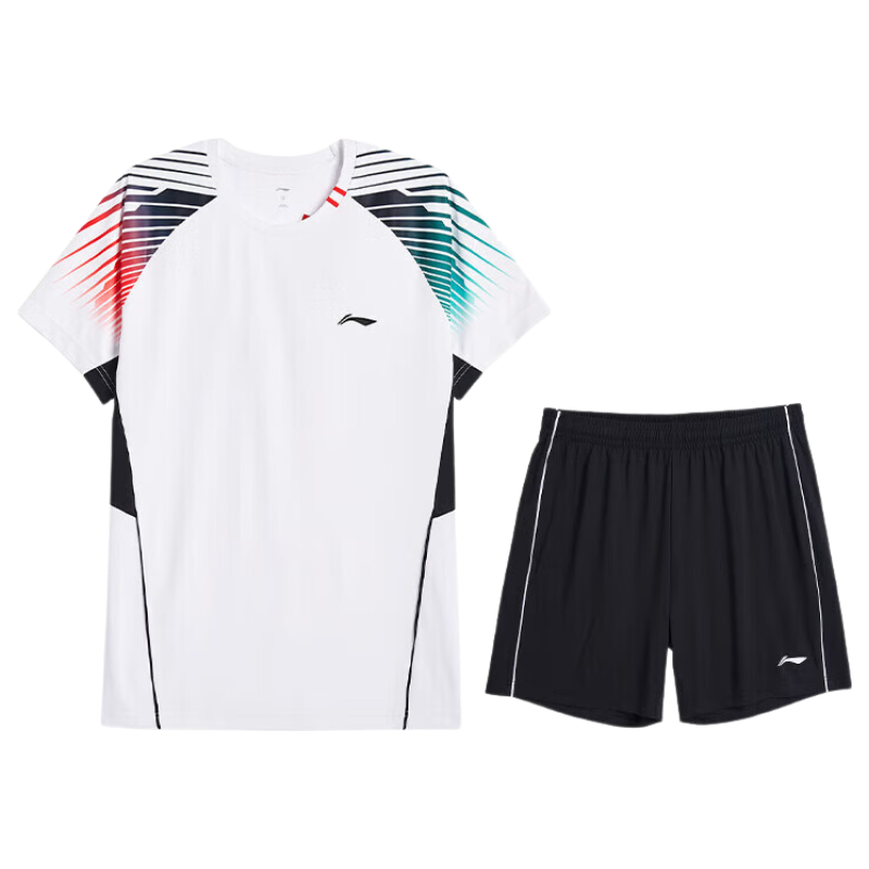 LI-NING Badminton Club Series Quick-Dry Cool Breathable Comfortable Training and Competition T-Shirt Set for Men