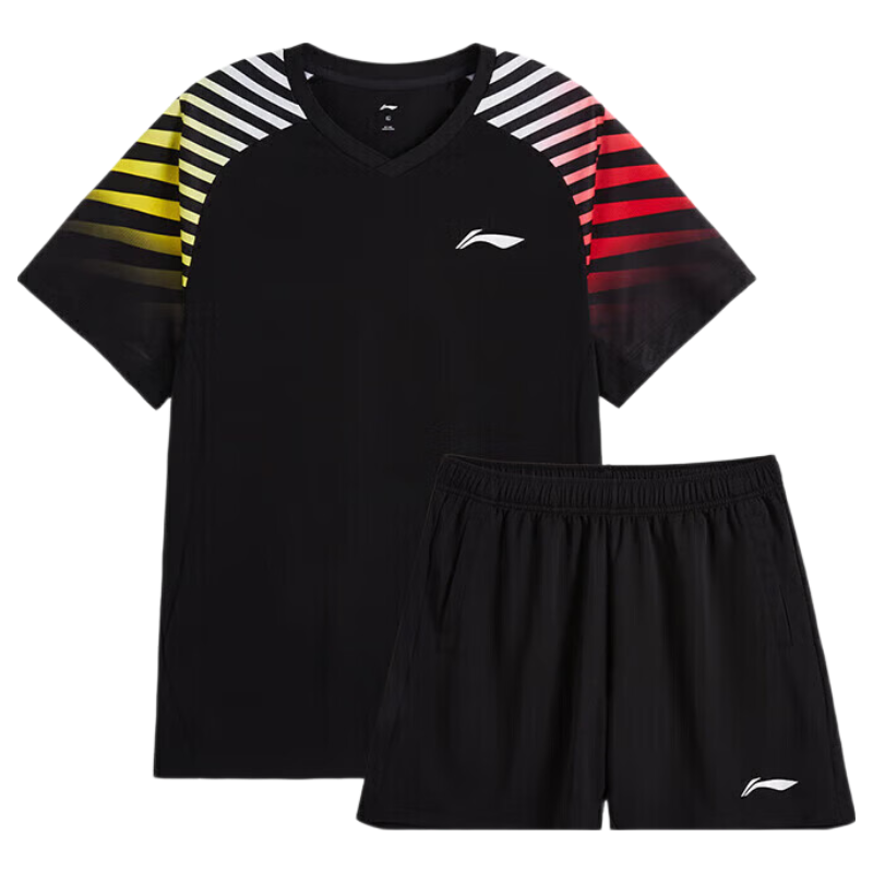 LI-NING New Unisex Badminton Quick-Dry Cool Competition Set Soft Skin-Friendly Short Sleeve Two-Piece Shirt