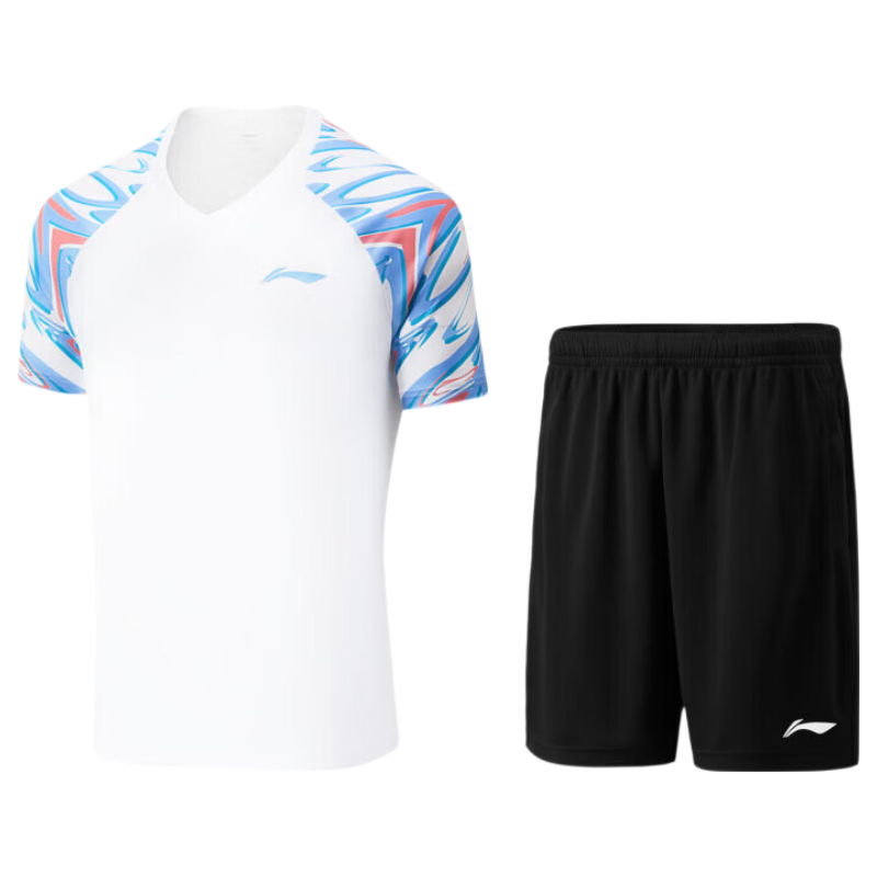LI-NING Breathable Quick-Dry Sweat-Absorbing Badminton Set Unisex Sports T-Shirt and Shorts