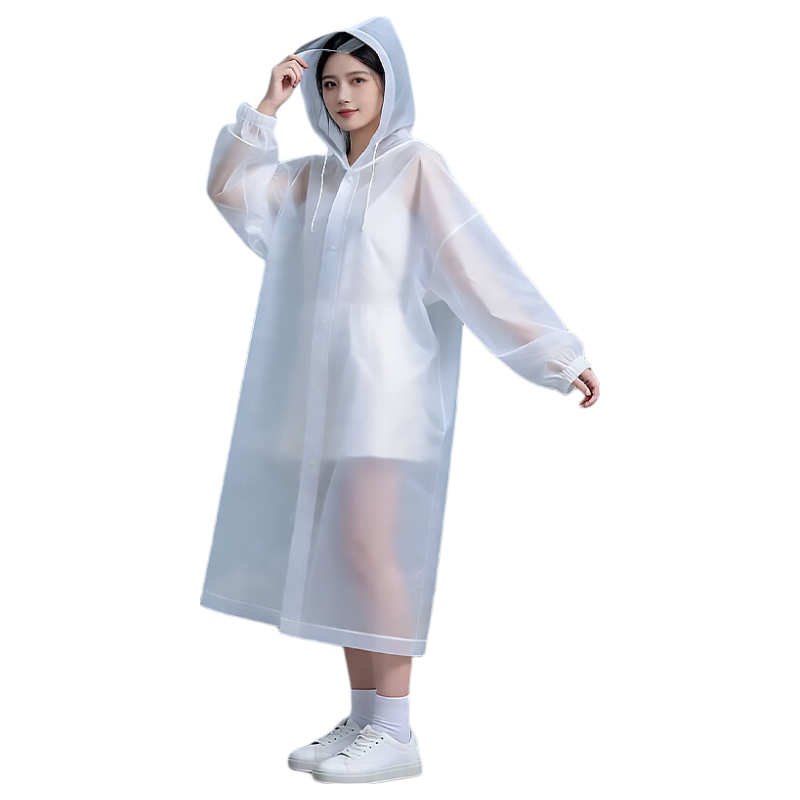 BWNK Long Full-Body Raincoat Disposable Thickened Outdoor Portable Adult Rain Poncho 2-Pack Coconut Milk White