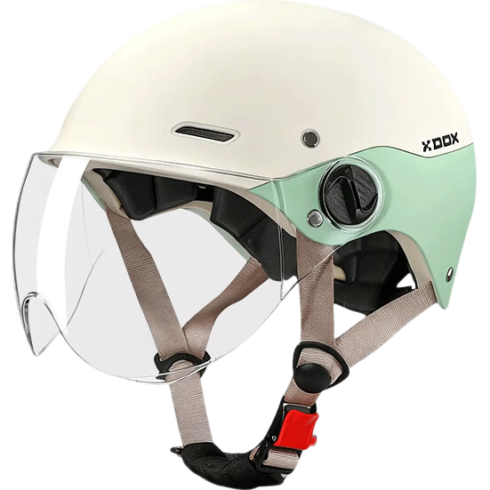 DOX New National Standard 3C Certified Electric Vehicle Helmet for Men Summer All-Season Universal Electric Bicycle Motorcycle Half Helmet Sun Protection Safety Helmet Matte White/Forest Green [High-D