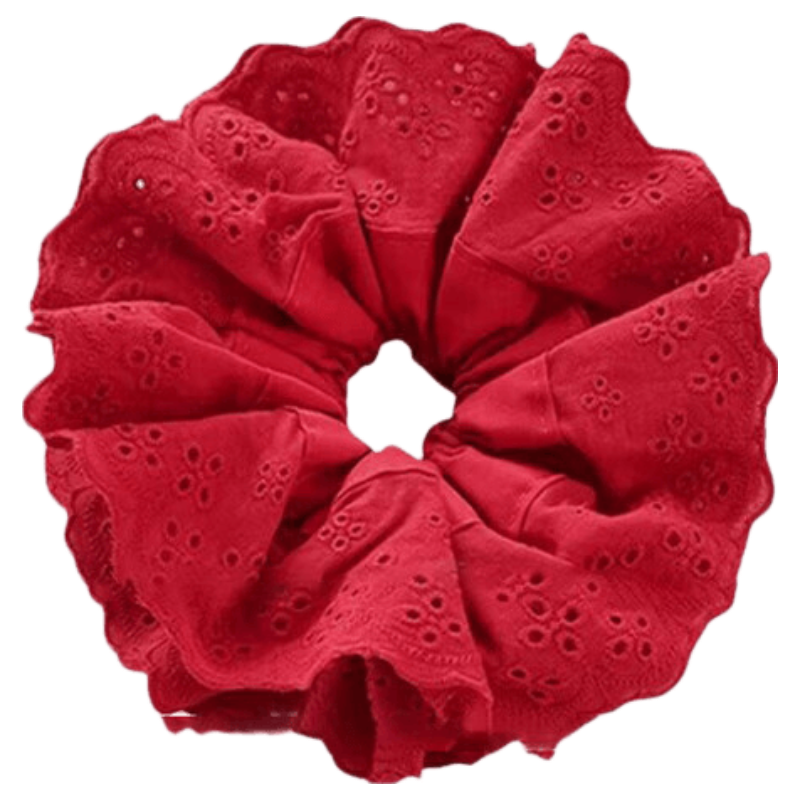 BAISHANGYITE Red Lace Large Scrunchie Korean Style Elegant Hair Tie 2025 New Hairband
