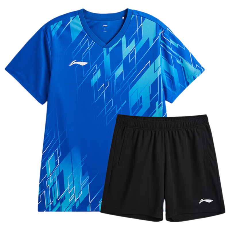 LI-NING Unisex Badminton Quick-Dry Cool Competition Set Soft Skin-Friendly Short Sleeve Two-Piece Set