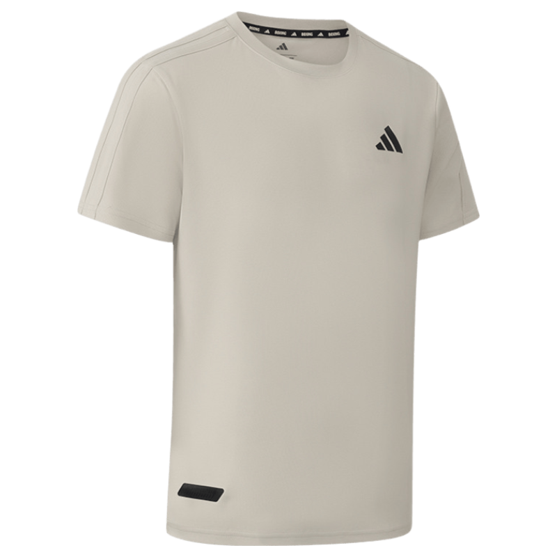 Adidas, New 2026 Men's Short-Sleeve Shirt, Summer Lightweight Quick-Dry Outdoor Sports Round Neck Casual T-Shirt, Off-White, 2XL