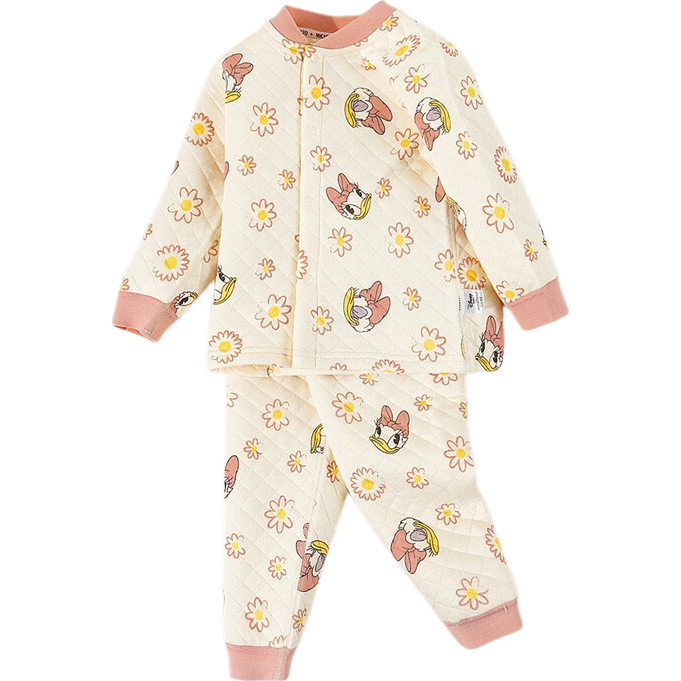 Disney Kids Autumn Winter Three-Layer Warm Cotton Skin-Friendly Homewear Pajama Set Daisy 80