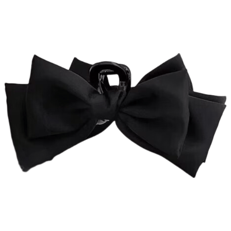Baishangyite Black Double-Sided Large Bow Hair Clip Princess Headpiece Elegant Shark Clip Hairpin for Women