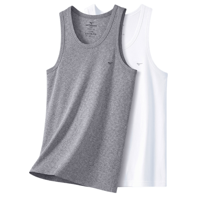 Seven Wolves 10A Cotton Antibacterial Anti-Mite Versatile Racerback Slim Fit Men's Tank Top 2-Pack L