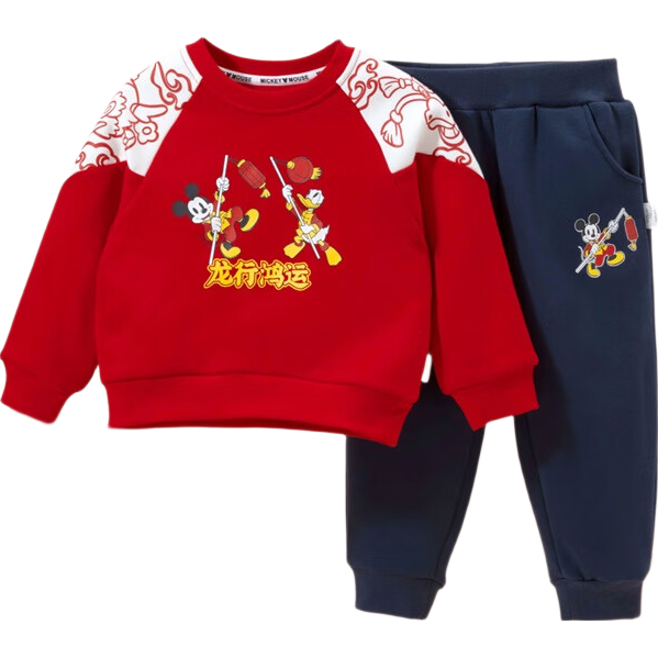 Disney Autumn And Winter Children's Clothing, Fashionable Casual Comfortable Warm Set, Red, Size 110