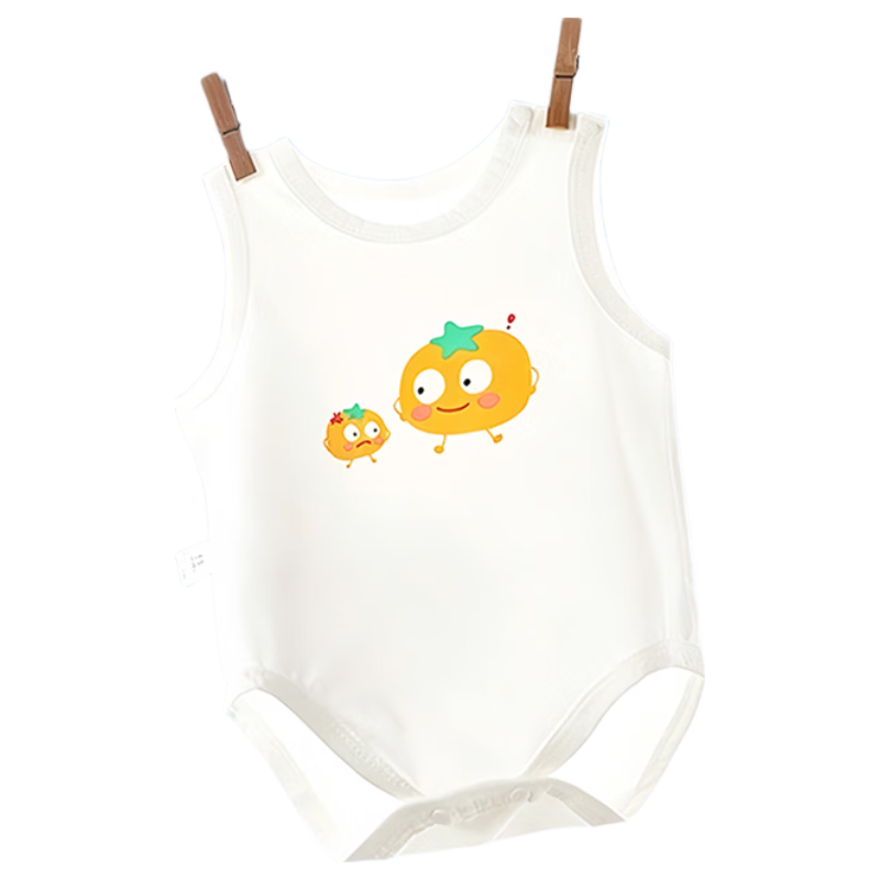 Aibao Baby Vest Bodysuit Summer Thin One-piece Baby Vest Triangle Romper Crawling Suit T348 White 80cm