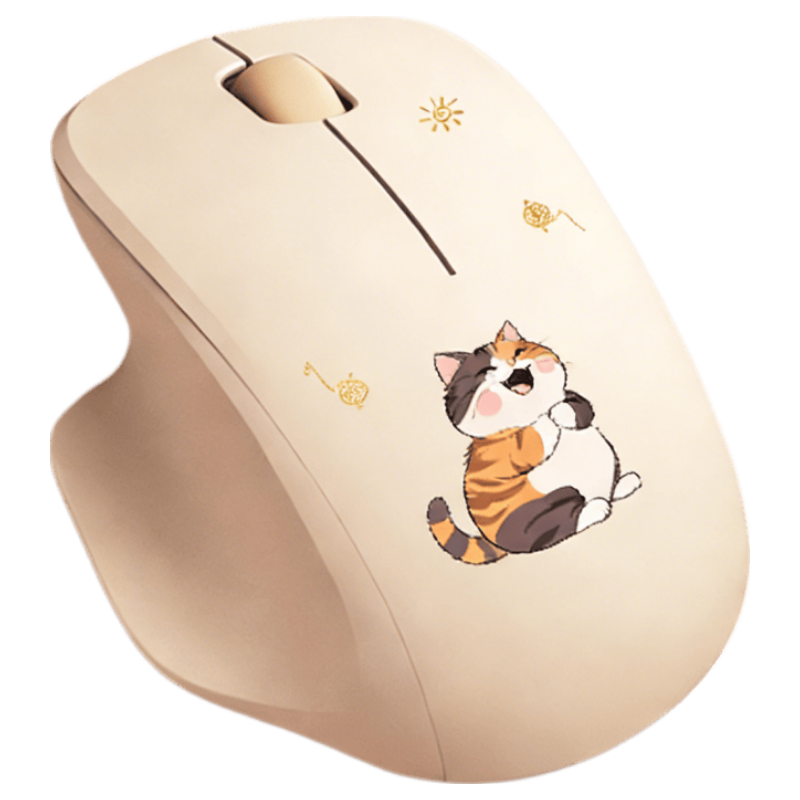 HP Wireless Bluetooth Dual-Mode Mouse Ergonomic Silent Mouse for Home Office Laptop Cute Cat Design Milk Tea Color