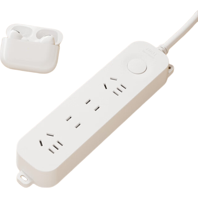Deli Ya Bai Series National Standard Safe Power Strip/power Bar/power Board/power Extension Cord, Master Switch, Protection Cover, 4 Outlets, 1.8 Meters, 33913(1.8)