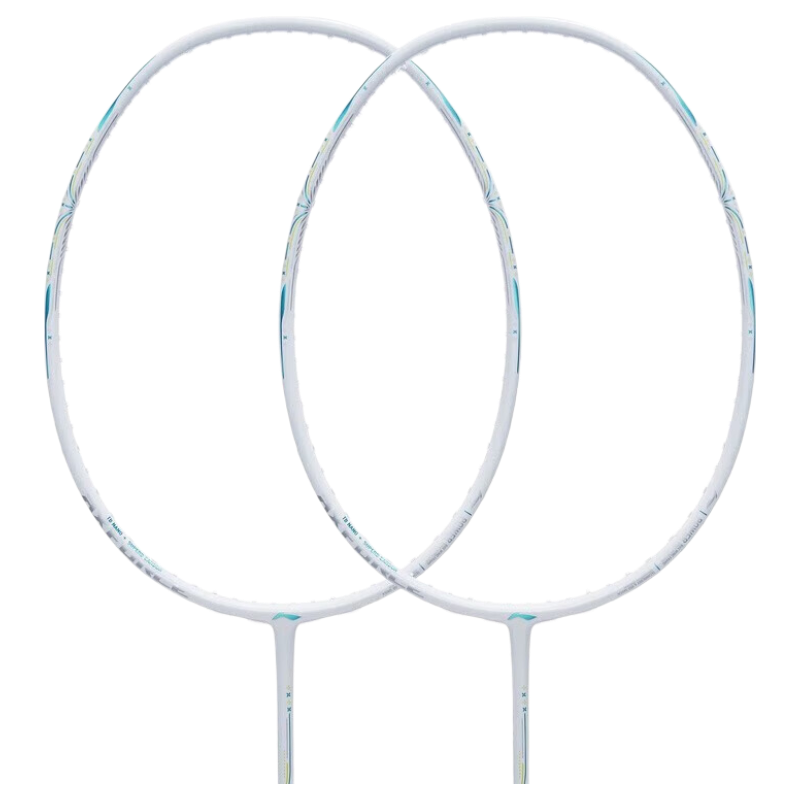 Li-Ning Badminton Racket, Leiting 60 Full Carbon Mid to High-End White Racket, Offensive Professional Single Racket, 5U Unstrung Racket