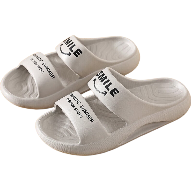 Huamei Jianbu Korean Style Slippers Soft Thick Sole Indoor Outdoor Casual Sandals Couples HM2027 Gray Size 43-44