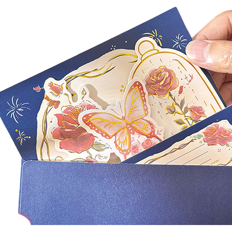 Jufu 3D Greeting Card, Elegant And Attractive, Foldable Rose Design, Cute Confession Card Set, Gift for Girls, Friends, Birthday, Graduation Anniversary, Valentine's Day, College Entrance Exam, Present