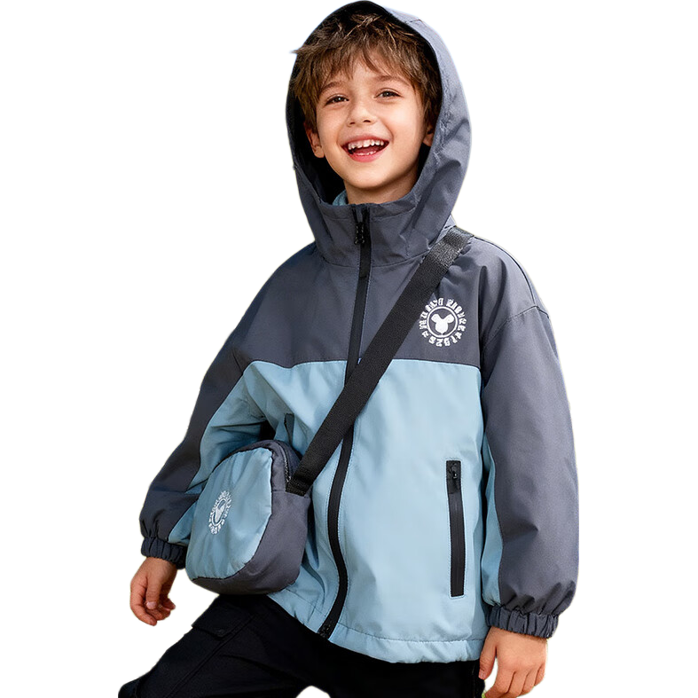 Disney Kids Autumn Winter New Three-in-One Waterproof Windproof Warm Jacket Two-Piece Set Blue Gray 130