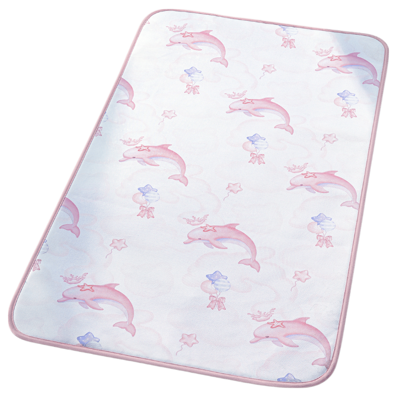 Betis Baby Breathable Ice Silk Cooling Mat Toddler Kindergarten Nap Bed Mat Pink Sweet Dream 100*56cm