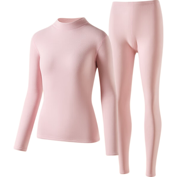 LangSha Women's Thermal Underwear Set, Half Turtleneck, Fleece-Lined, Thickened, Ultra-Soft 10A Antibacterial German Velvet Heating Top and Bottom