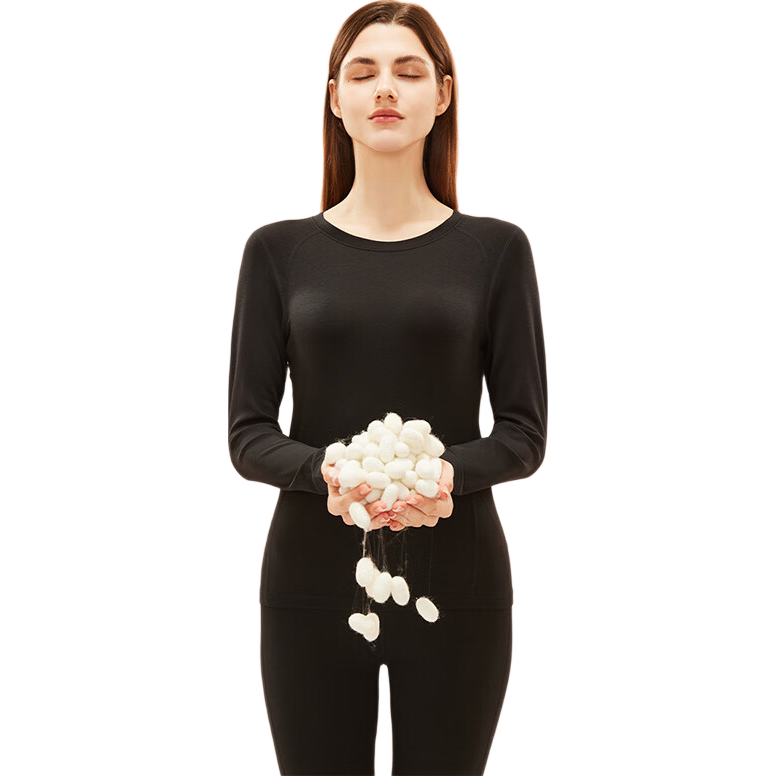 LangSha Women's Thermal Underwear Set Autumn Winter Warm Down Cashmere Silk Fleece Lined Top and Bottom Thermal Base Layer Set