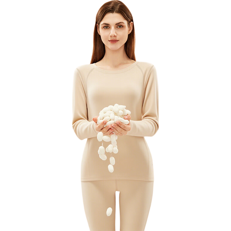LangSha Women's Thermal Underwear Set Autumn Winter Warm Down Cashmere Silk Fleece Lined Top and Bottom Thermal Base Layer Set