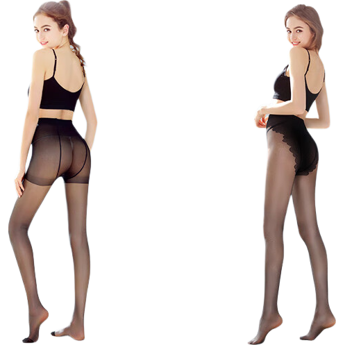 LangSha Sexy Bikini Stockings for Women, Spring And Summer Ultra-Thin Sexy Black Silk Butterfly Crotch Flesh-Colored Pantyhose