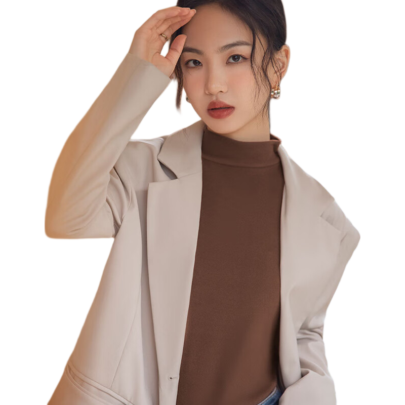 LangSha Fleece Base Layer for Women [2025 Autumn And Winter New Arrival], Inner Wear Thickened Semi-Turtleneck Antibacterial Slim-Fit Long-Sleeve Warm Top