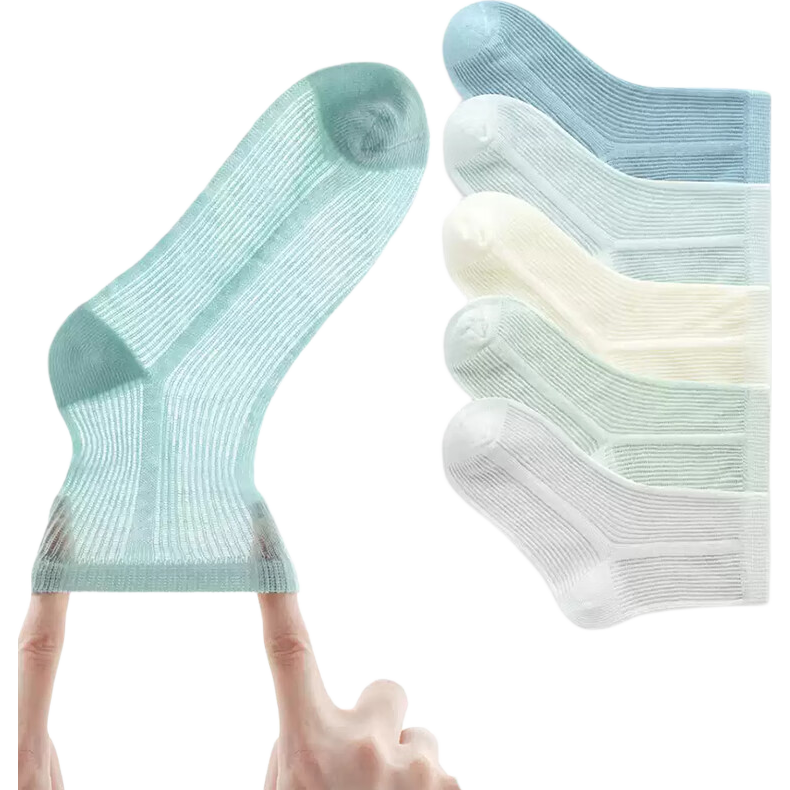 LangSha Children's Socks, Boys' Summer Ultra-Thin Breathable Cotton Socks, Mid-Calf Youth Ice Silk Odor-Resistant Sports Mesh Socks
