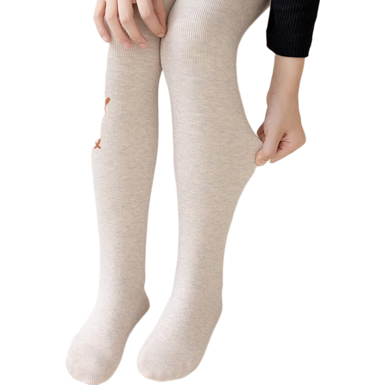 Langsha Children's Thickened Fleece-Lined Thermal Leggings Girls Autumn Winter Striped High-Waist Tights for Older Kids