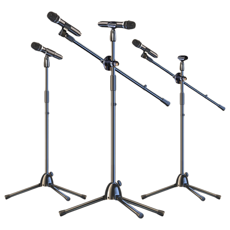 NINTAUS HY-103 Microphone Stand Floor Live Steel Tube Telescopic Tripod Recording Stage Equipment with Mic Clip