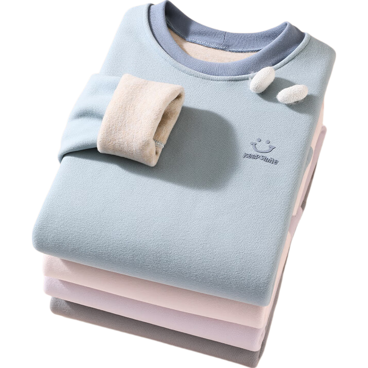 LangSha Kids Thermal Underwear Fleece Thickened Boys 7A Antibacterial Mite-Resistant Autumn Shirt and Pants Set for Older Children