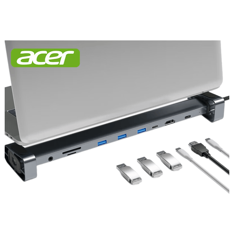 Acer Type-C 10-In Expansion Dock, USB3.0 Hub, HDMI/audio/ethernet Port, Compatible with Laptops, Huawei Adapter, Computer Stand Converter