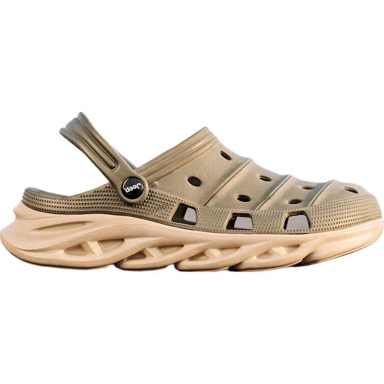 JEEP Men's Fashion Korean Style Hollow Breathable Simple Non-Slip Beach Shoes Soft Sole Sandals P210MTX058 Military Green Size 44