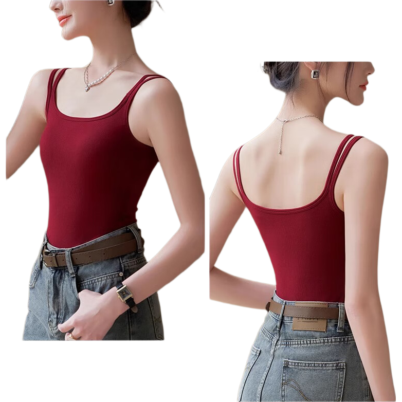 Langsha Women's Camisole Vest 2026 New Spring Summer Backless Ribbed Slim Strap Sleeveless Outerwear Top