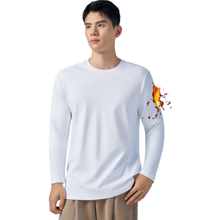 Langsha 26th Anniversary New Arrival [Ren Jialun Celebrity Endorsed Quality] White Heavyweight Pure Cotton Long Sleeve T-Shirt for Men and Women