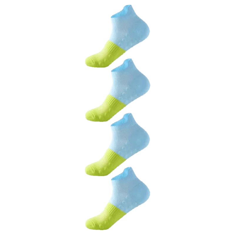 361° Sports Ankle Socks Men's Non-Slip Socks Women's Running Socks Green Blue / 4 Pairs One Size