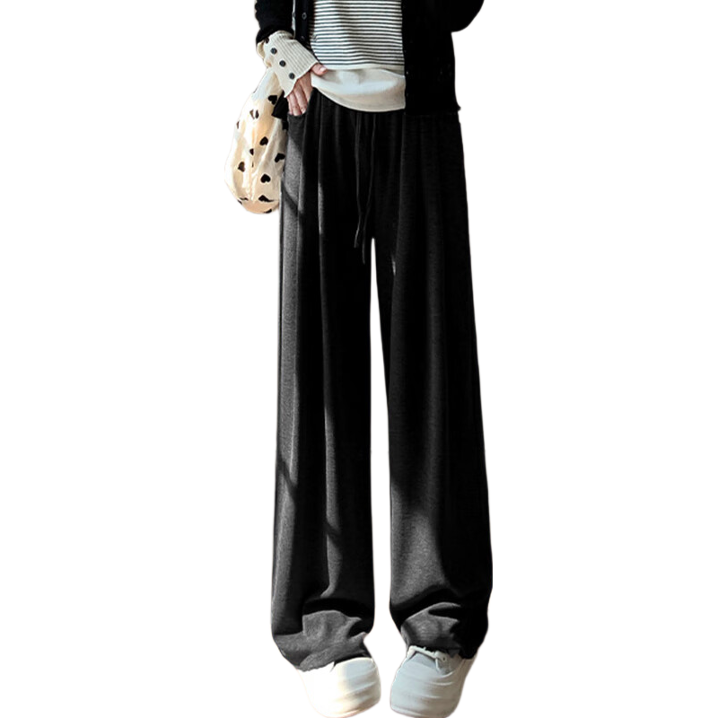 Langsha Women's Glutinous Rice Pants Autumn Winter White Fleece Thickened 2025 New Soft High Waist Draped Straight Leg Cotton Wide Leg Pants