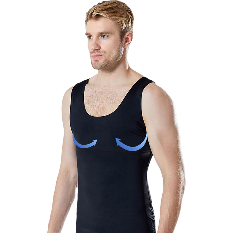 Langsha Men's Shapewear Slimming Waist Trainer Fitness Abdomen Control Vest Tight Body Shaping Chest Binder Conceal Belly Fat Magic Shirt