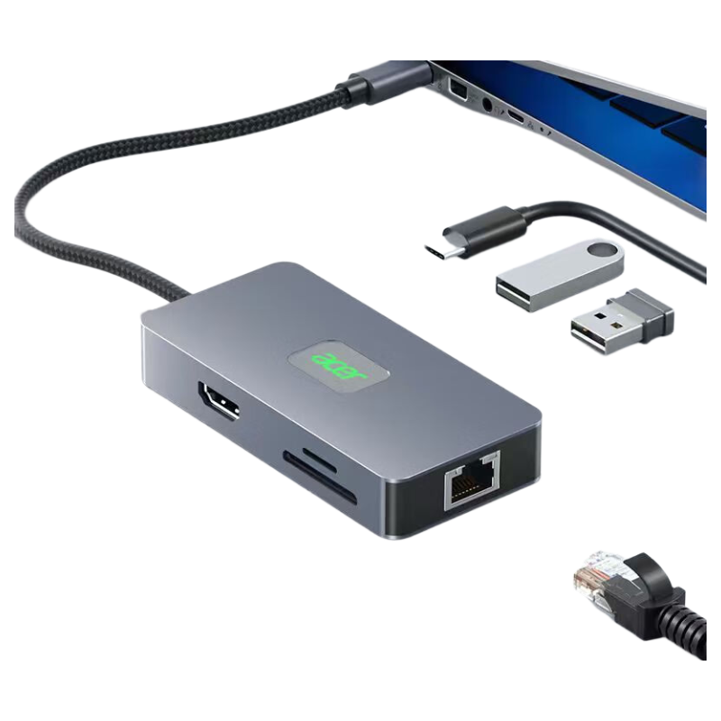 Acer Type-C Expansion Dock, 10 Gigabit Adapter, HDMI 60Hz Screen Mirroring Converter, HUB 3.2 Splitter, PD 100W Charger, Suitable for Laptops And Tablets Expansio
