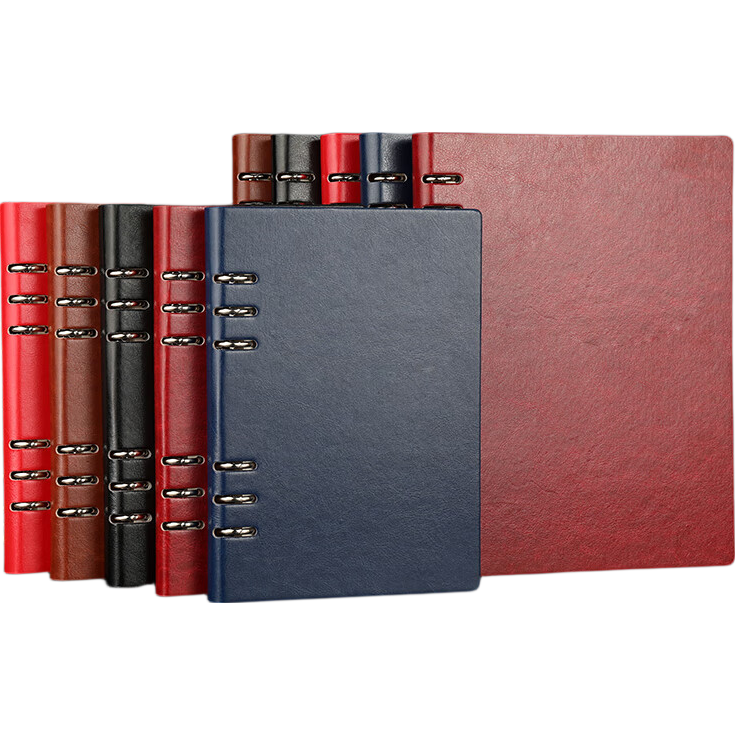 Xutong B5 Brown Loose-Leaf Notebook 100 Sheets/200 Pages 9-Hole Leather Business Office Meeting Notepad Detachable Thickened Diary Customizable Logo for Enterprises