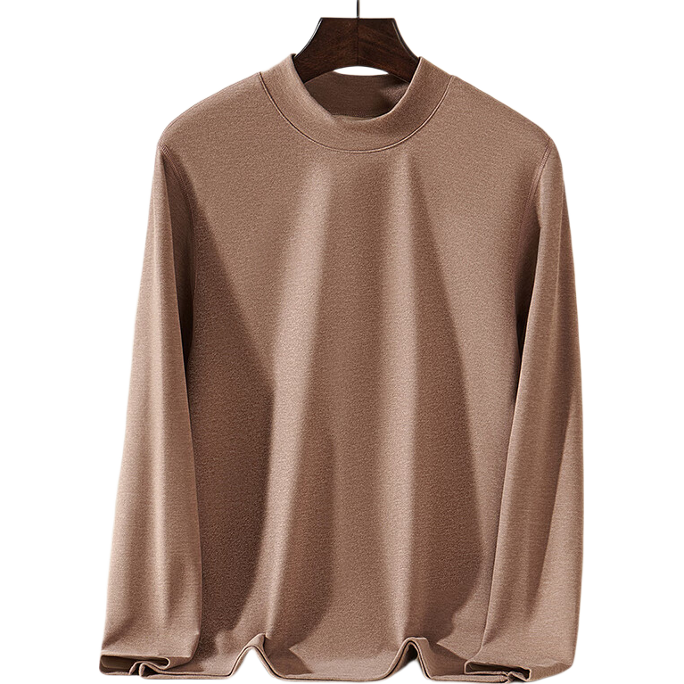 LangSha Men's Wool And Silk Blend Sweater [2026 Autumn/Winter New Arrival], Base Layer, Warm Top, 7A Antibacterial, Fleece-Lined, Heat-Generating